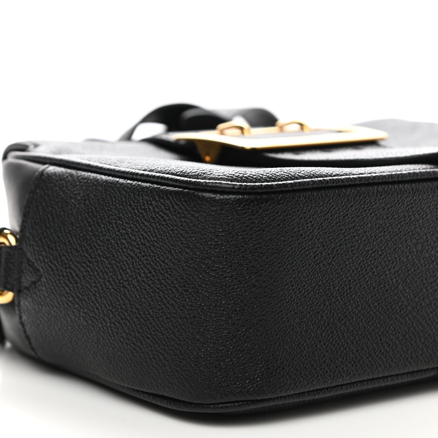 Soft Grain Calfskin Small Buckle Zip Bag Black