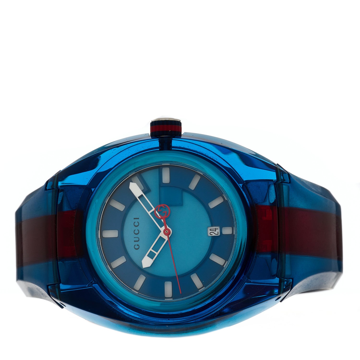 Gucci Stainless Steel Rubber 46mm Sync Web Quartz Watch Blue 2 of 5