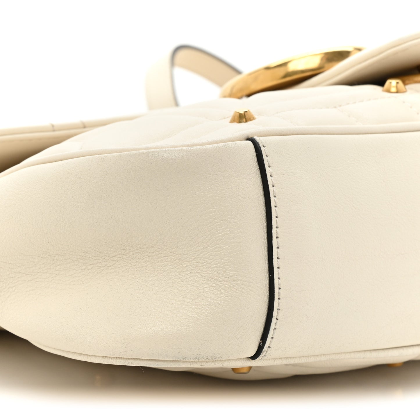 Calfskin Matelasse Studded Medium GG Marmont Shoulder Bag White