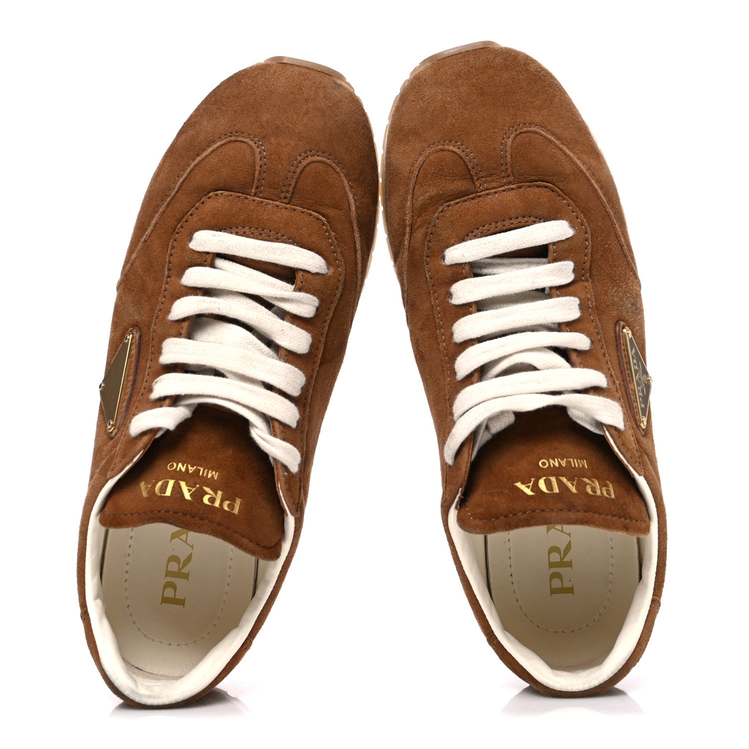 Prada Suede Logo Womens Low Top Sneakers 36.5 Cocoa Brown 2 of 10