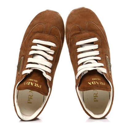 Prada Suede Logo Womens Low Top Sneakers 36.5 Cocoa Brown 2 of 10