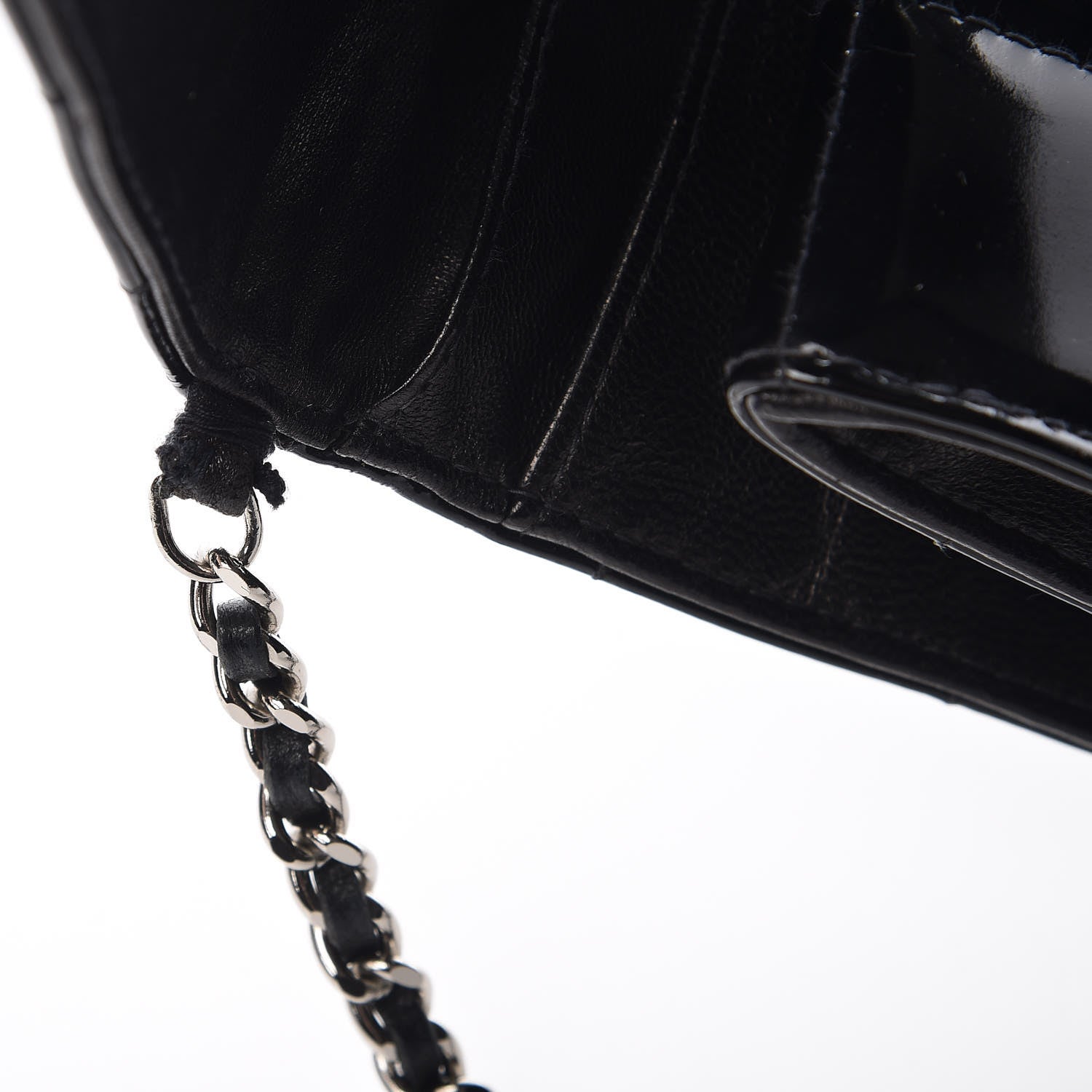 Chanel Patent Chocolate Bar Chain Clutch Black 15 of 23