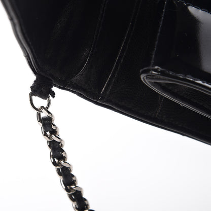 Chanel Patent Chocolate Bar Chain Clutch Black 15 of 23