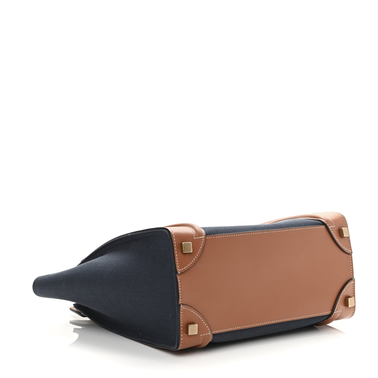 Celine Textile Smooth Calfskin Micro Luggage Navy Tan 4 of 16