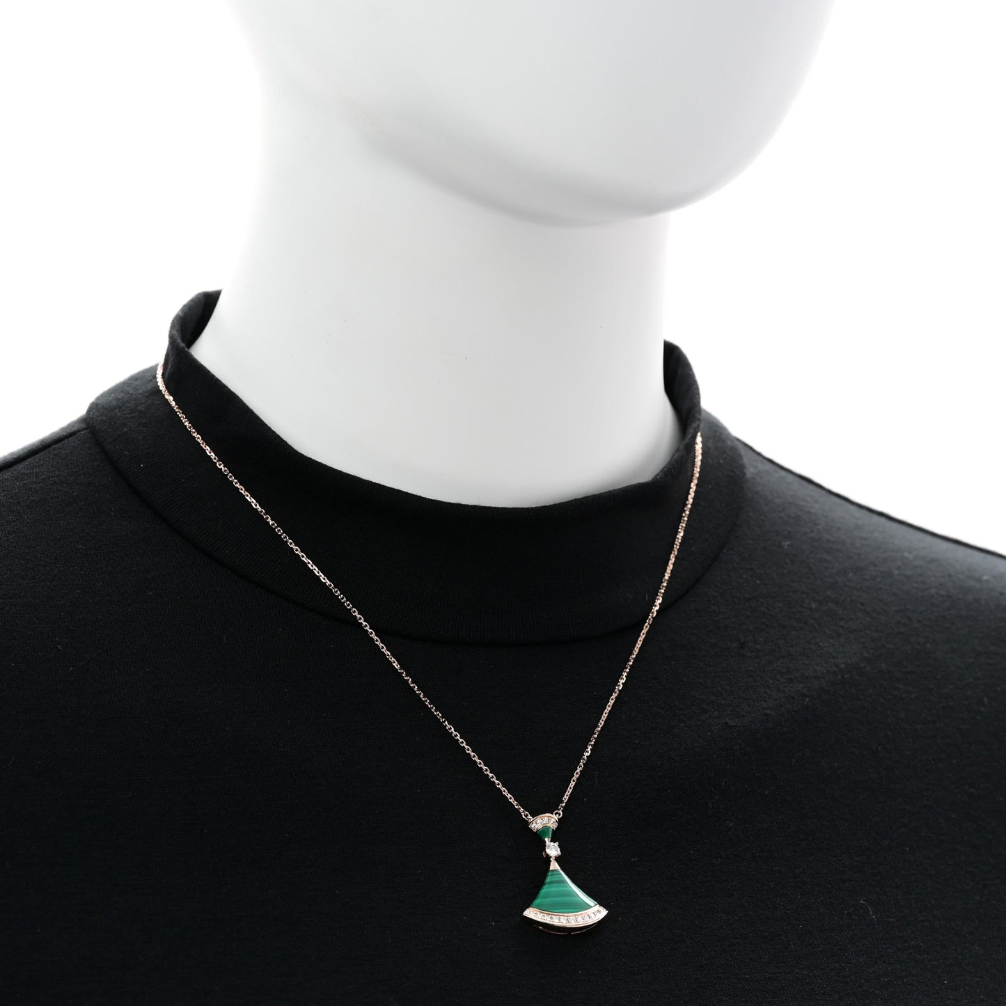 18K Rose Gold Diamond Malachite Divas' Dream Pendant Necklace