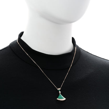 Bulgari 18K Rose Gold Diamond Malachite Divas' Dream Pendant Necklace 2 of 6