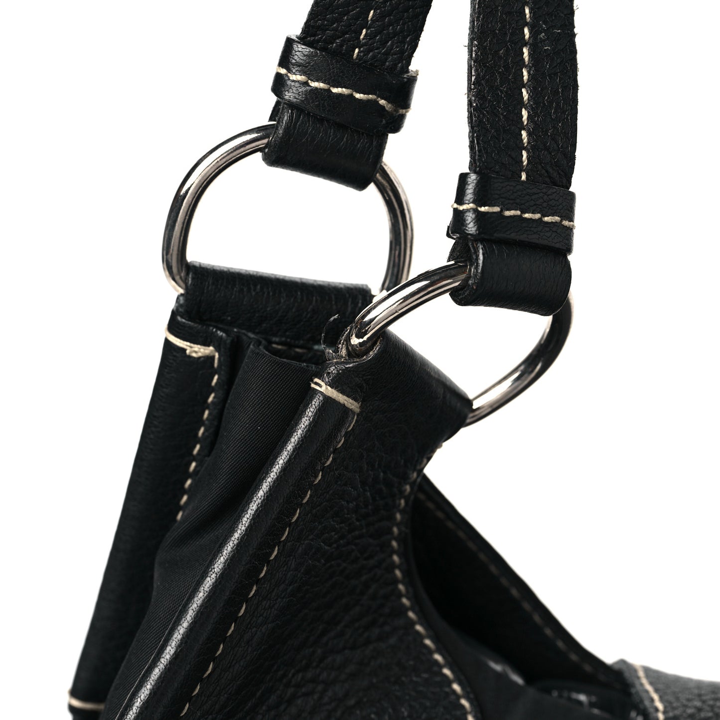 Tessuto Nylon Vitello Daino Hobo Black
