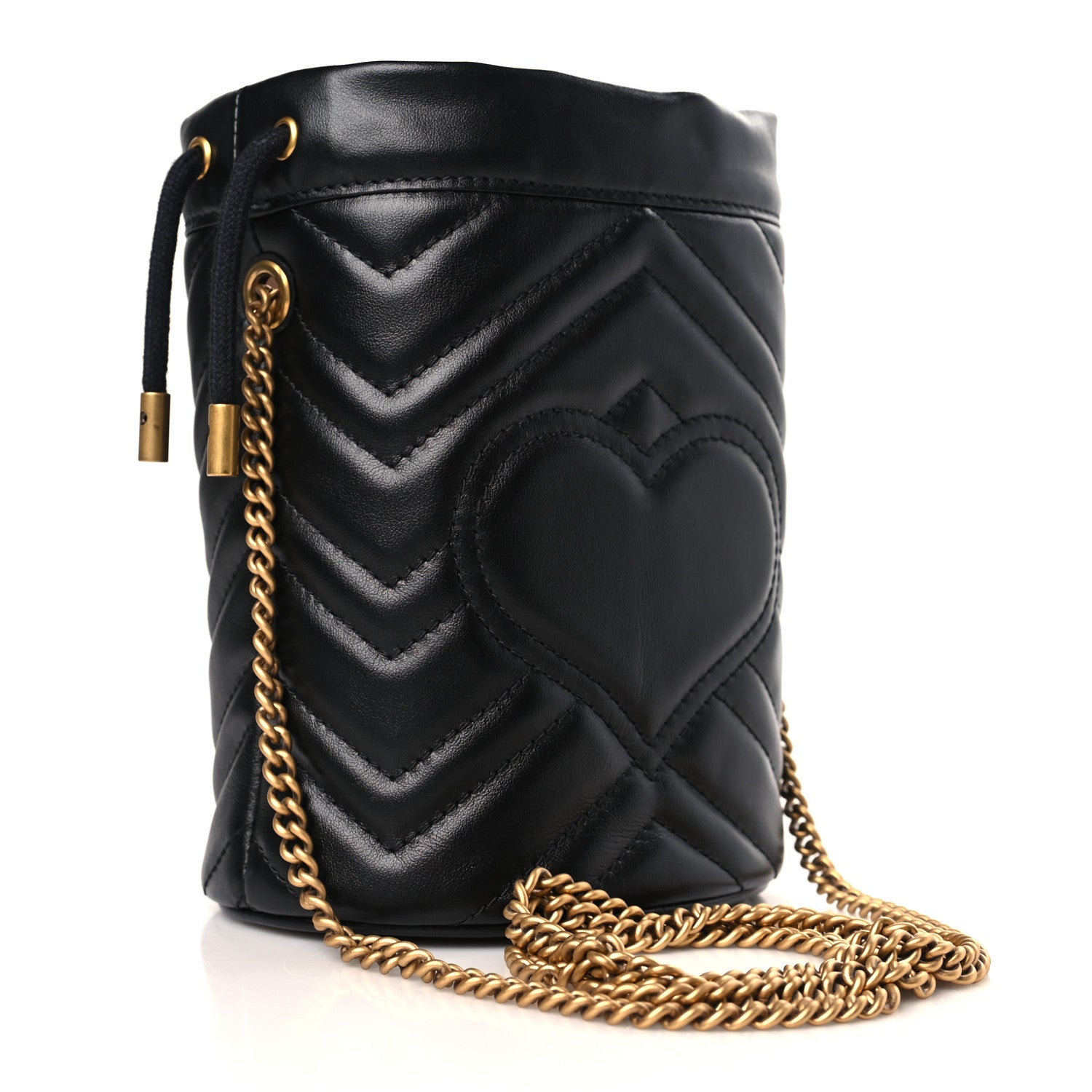 Gucci Calfskin Matelasse Mini GG Marmont 2.0 Bucket Bag Black 3 of 8