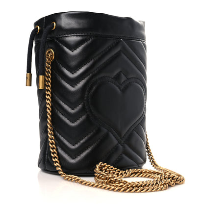 Gucci Calfskin Matelasse Mini GG Marmont 2.0 Bucket Bag Black 3 of 8