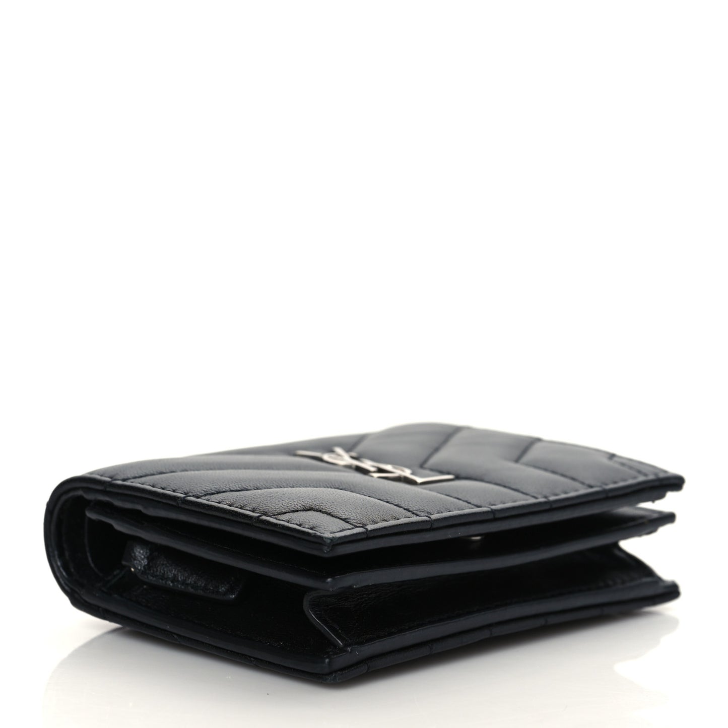 Lambskin Y Quilted Monogram Loulou Flap Wallet Black