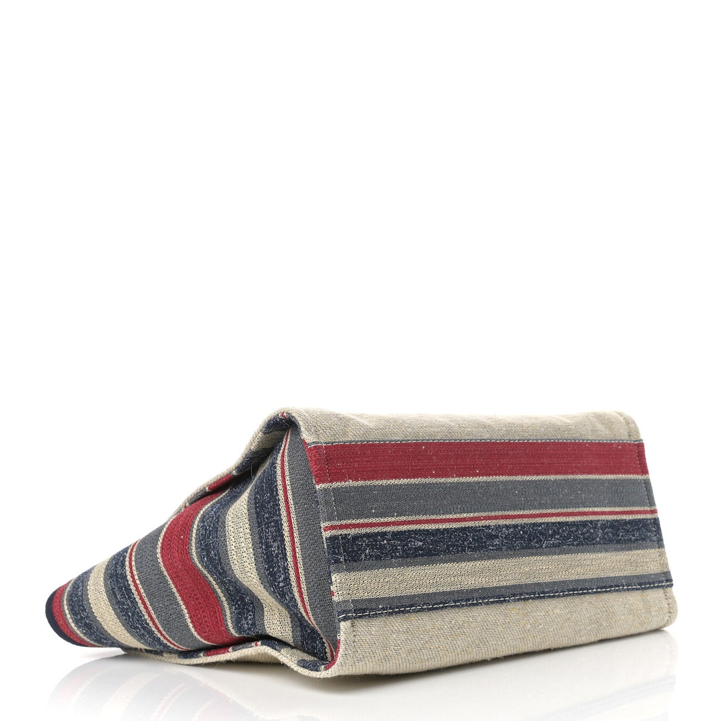 Striped Canvas Medium Deauville Tote Beige
