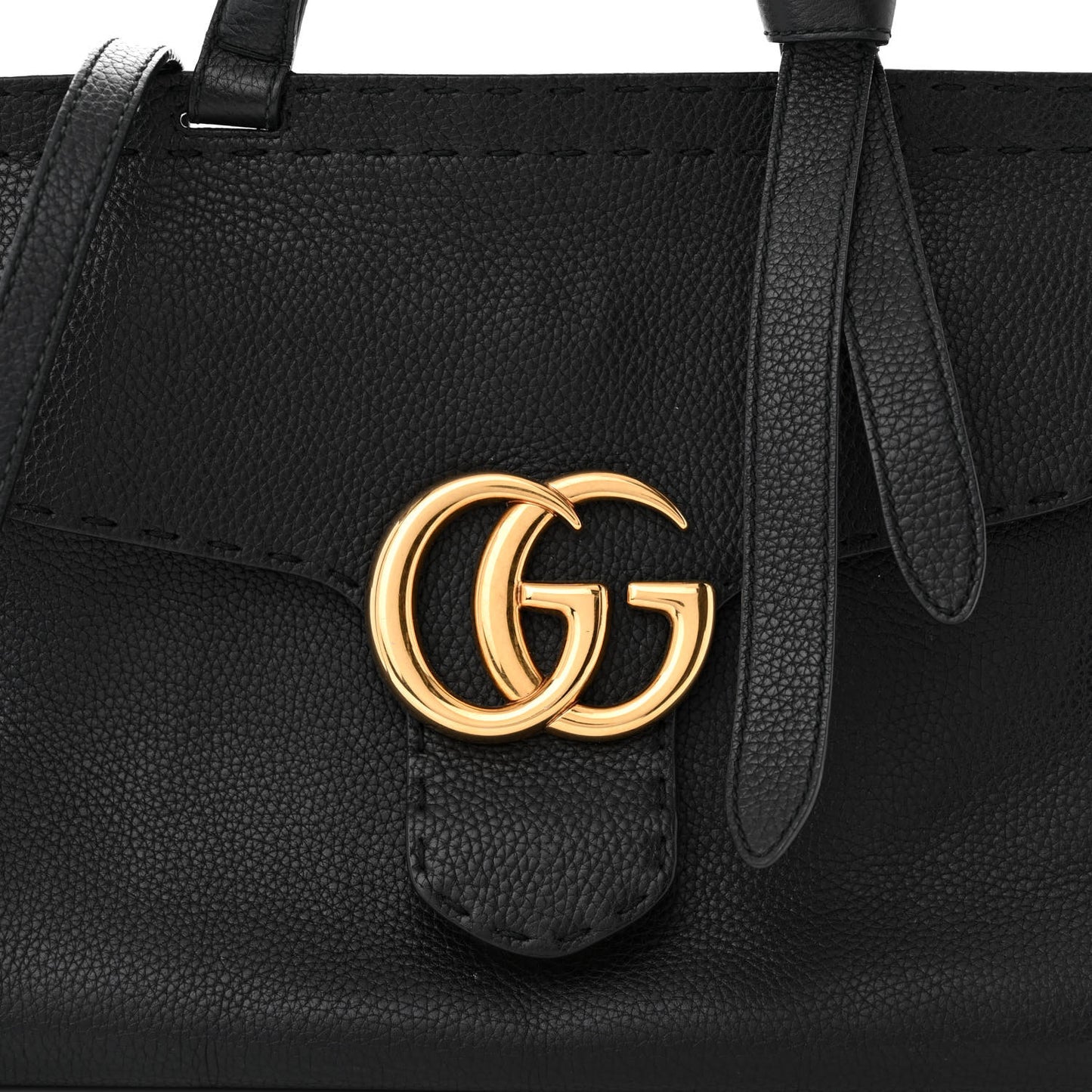 Calfskin Small GG Marmont Top Handle Bag Black