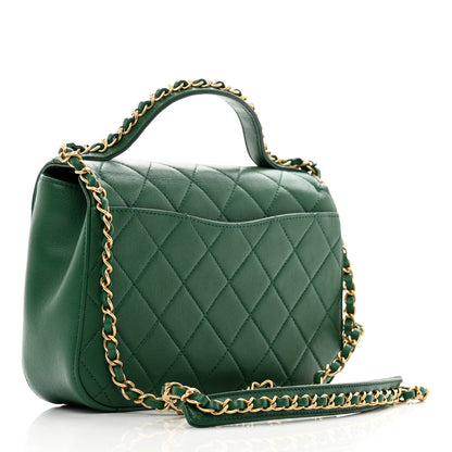 Chanel Lambskin Quilted Chain Infinity Top Handle Flap Green 3 of 11
