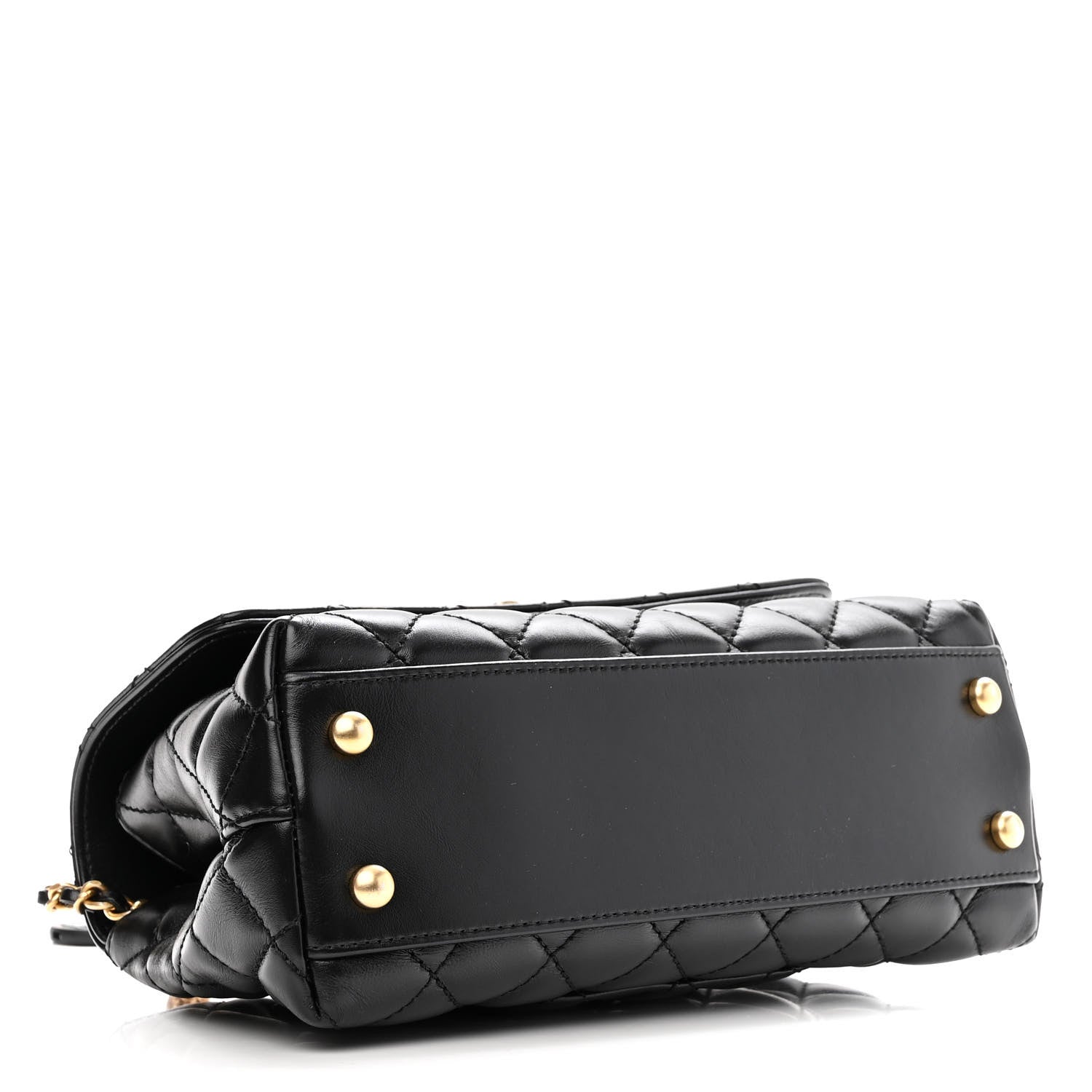 Chanel Calfskin Quilted Mini Logo Coco Handle Flap Black 4 of 11