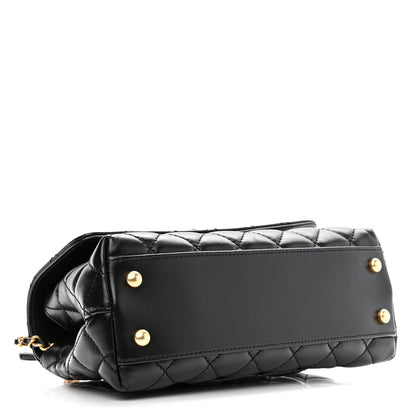 Chanel Calfskin Quilted Mini Logo Coco Handle Flap Black 4 of 11
