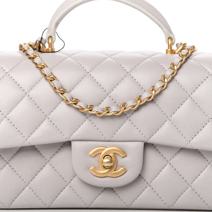Chanel Lambskin Quilted Mini Top Handle Rectangular Flap Grey 10 of 11