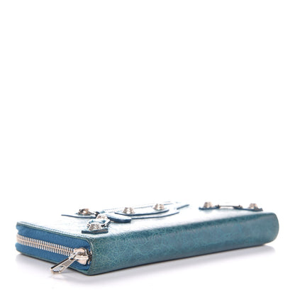 Balenciaga Agneau Giant 12 Silver Hardware Continental Zip Around Wallet Lagon 4 of 10