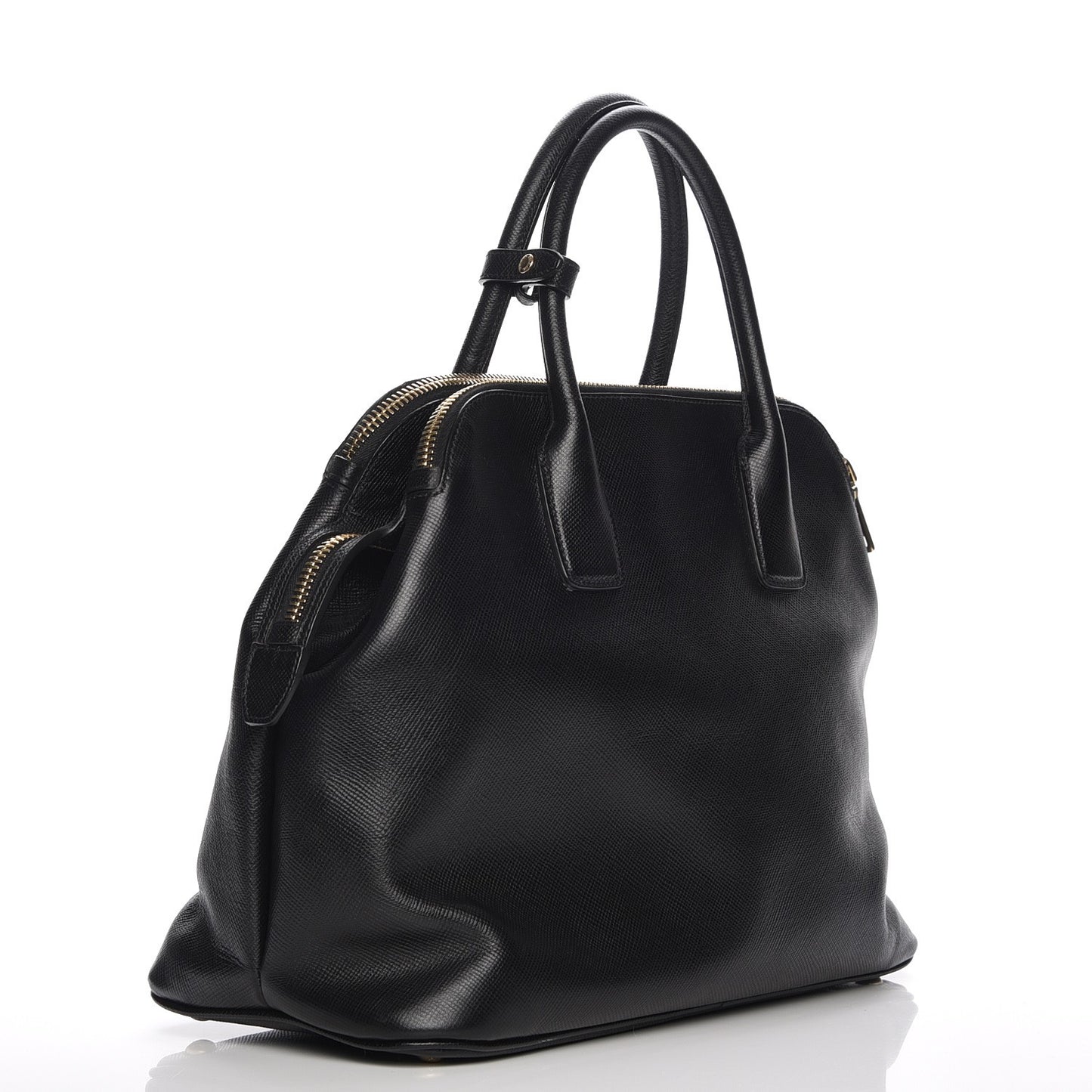 Saffiano Cuir Top Handle Dome Tote Black