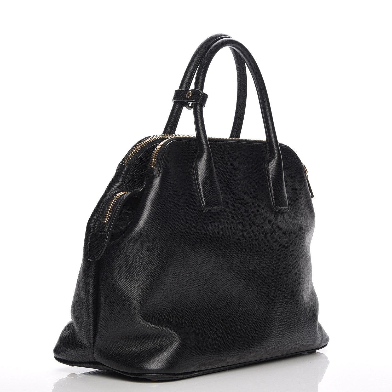 Prada Saffiano Cuir Top Handle Dome Tote Black 3 of 9