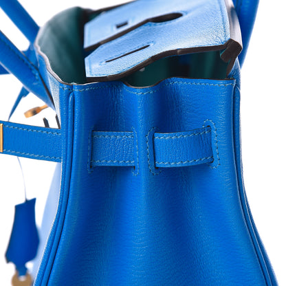 Hermes Chevre Mysore Horseshoe Birkin 30 Bleu Hydra Bleu Paon 16 of 34