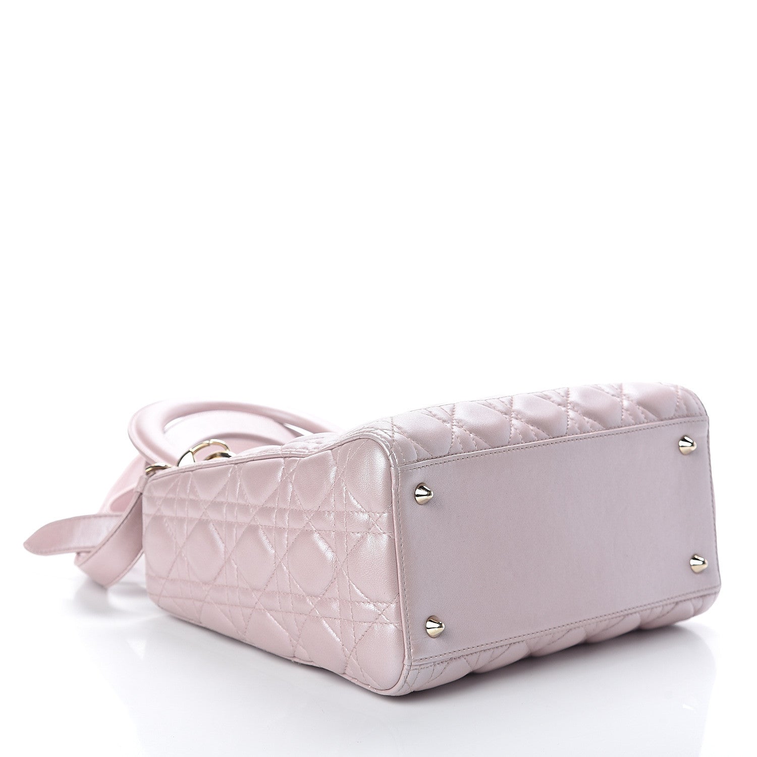 Christian Dior Pearly Lambskin Cannage Medium Lady Dior Lotus 3 of 7
