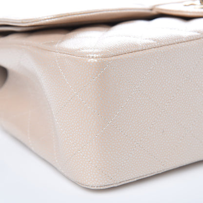Chanel Pearly Caviar Quilted Jumbo Double Flap Light Beige 7 of 15