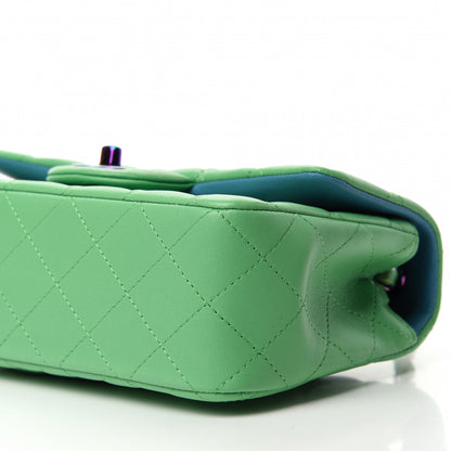 Chanel Lambskin Quilted Mini Rectangular Flap Green Blue 7 of 11