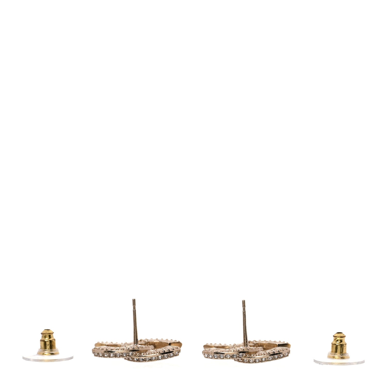 Chanel Crystal Timeless CC Earrings Light Gold 3 of 5