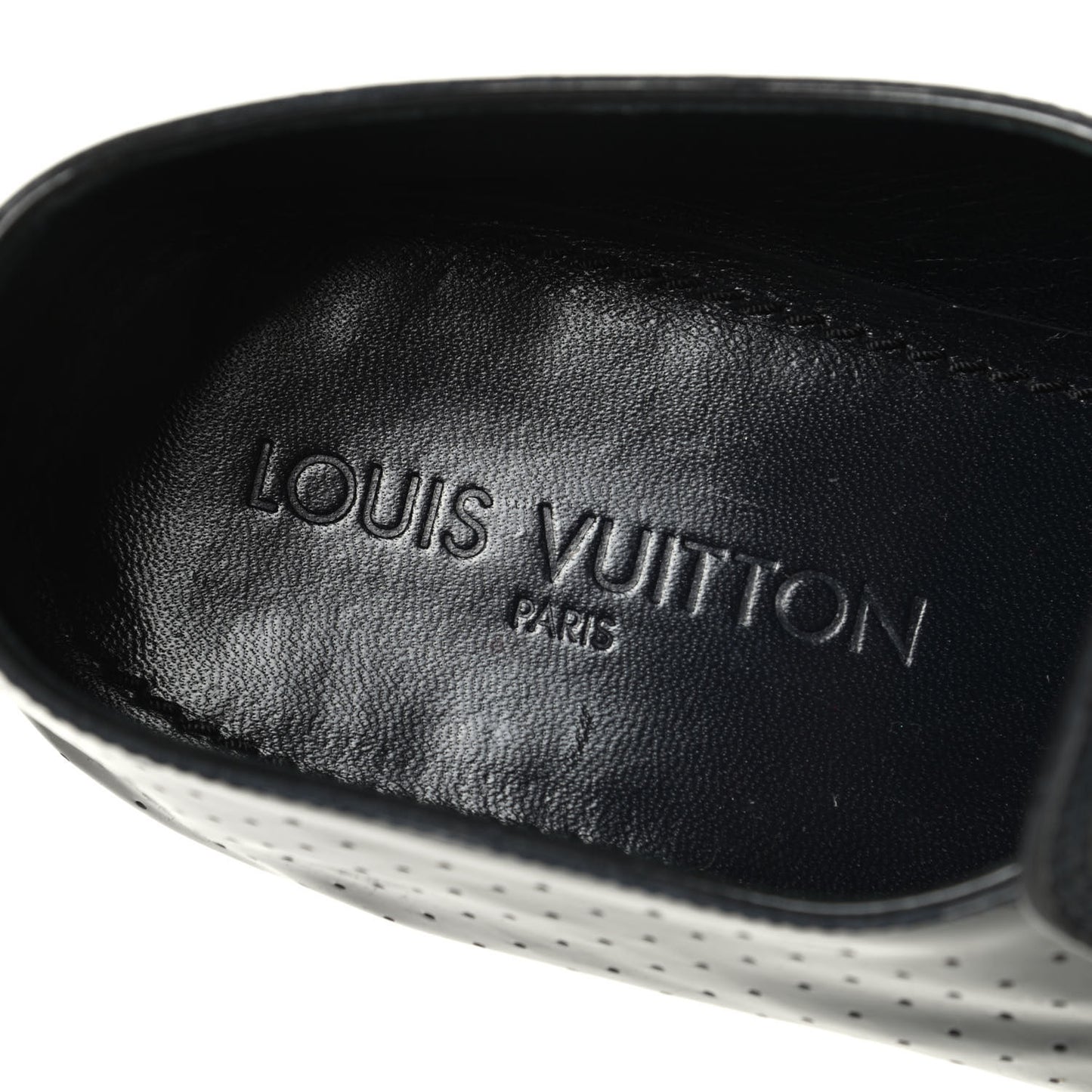 Patent Calfskin Perforated Mens Loafers 8 Navy