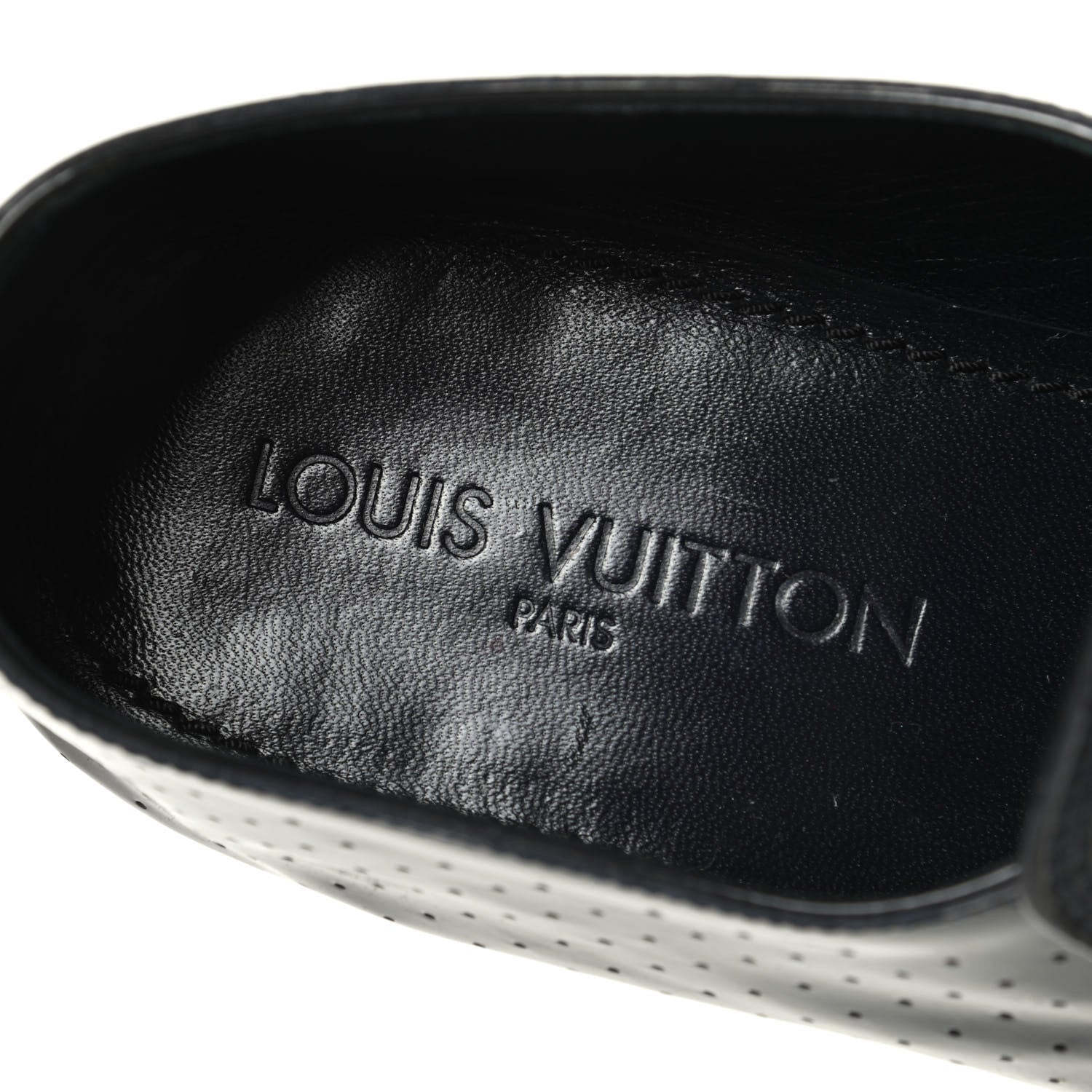 Louis Vuitton Patent Calfskin Perforated Mens Loafers 8 Navy 6 of 11