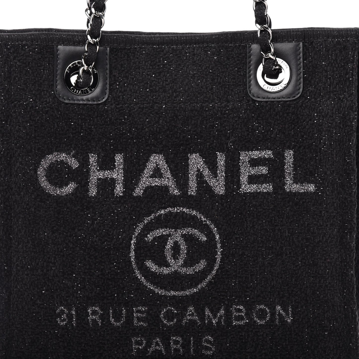 Lurex Boucle Mini Deauville Tote Black