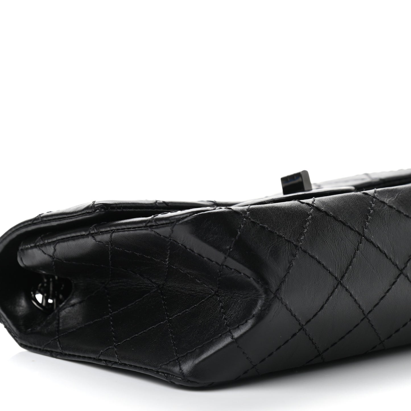 Aged Calfskin Quilted 2.55 Reissue Mini Flap So Black