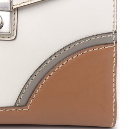 Prada Vitello Tri-Color Sound Top Handle Satchel White Naturale 7 of 13