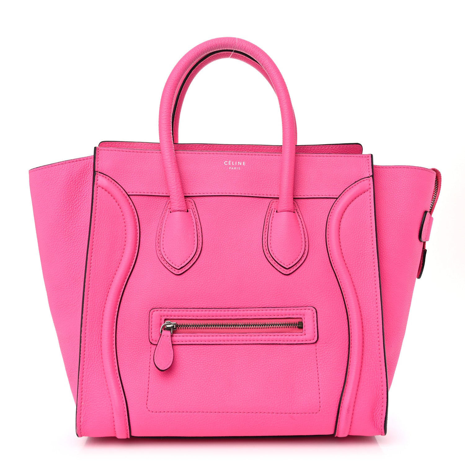Celine Drummed Calfskin Mini Luggage Fluo Pink 1 of 9