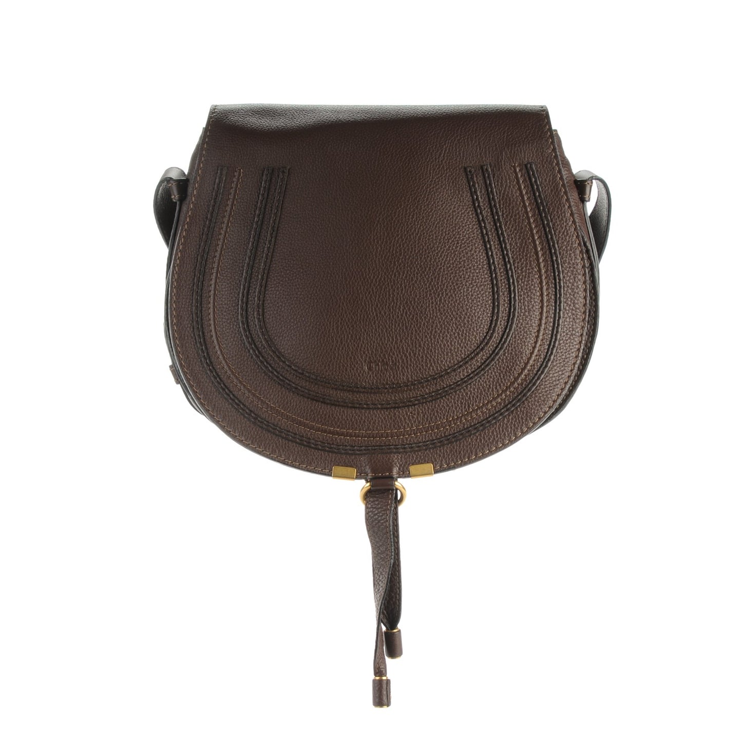 Calfskin Medium Marcie Round Crossbody Bag Coffee Shot