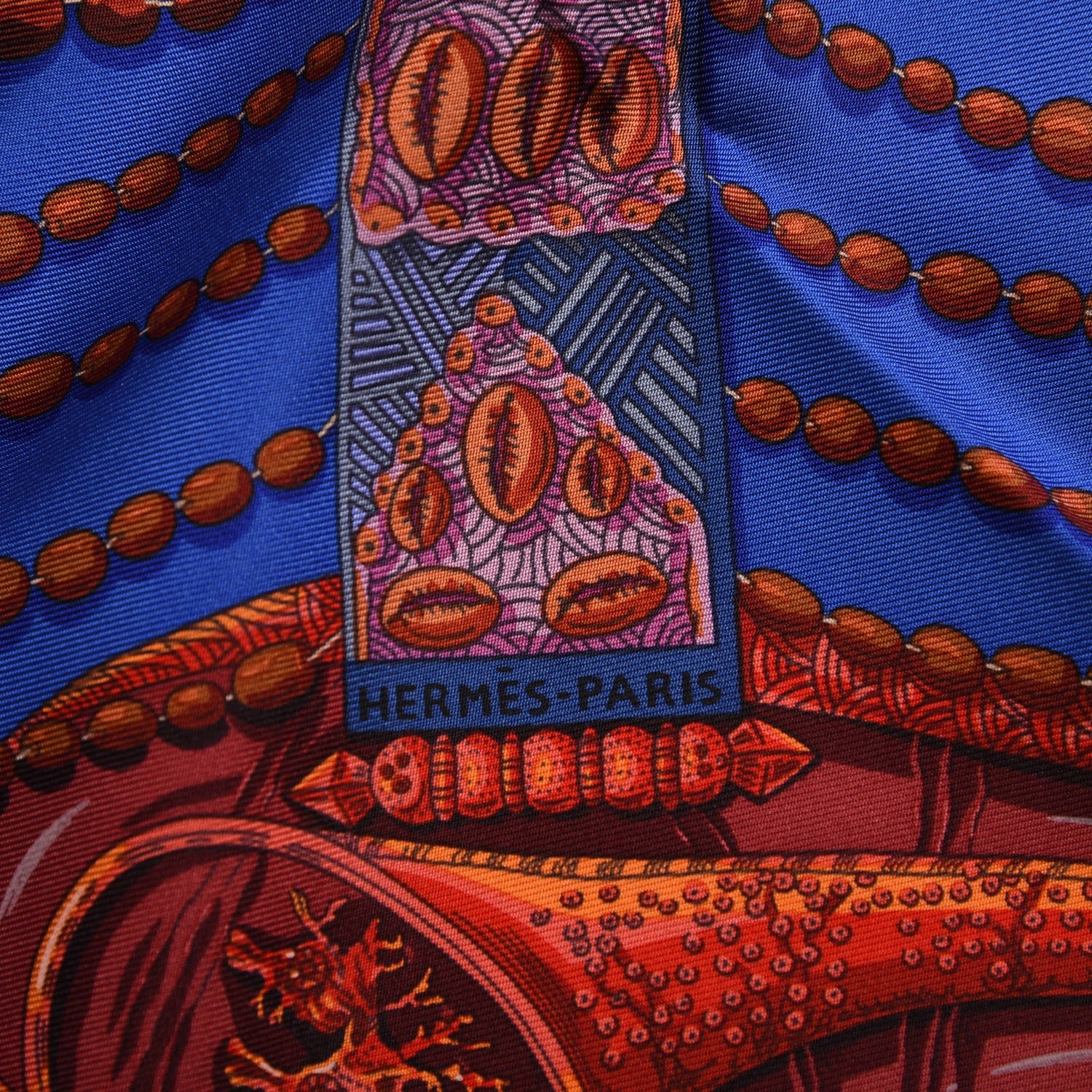 Hermes Silk Chemins De Corail Scarf 90 Bleu Royal Gris Bleuete Rouge 6 of 6