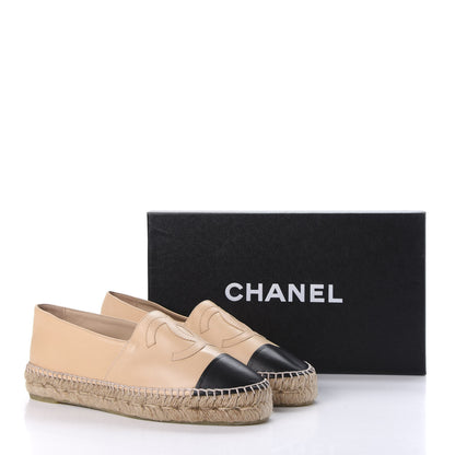Chanel Lambskin CC Espadrilles 38 Beige Black 10 of 10