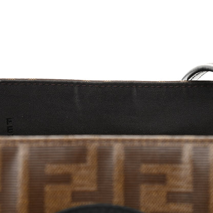 Fendi Glazed Fabric Vitello Century FF 1974 Stamp Patch Shopping Tote Mogano Panna Black 13 of 13