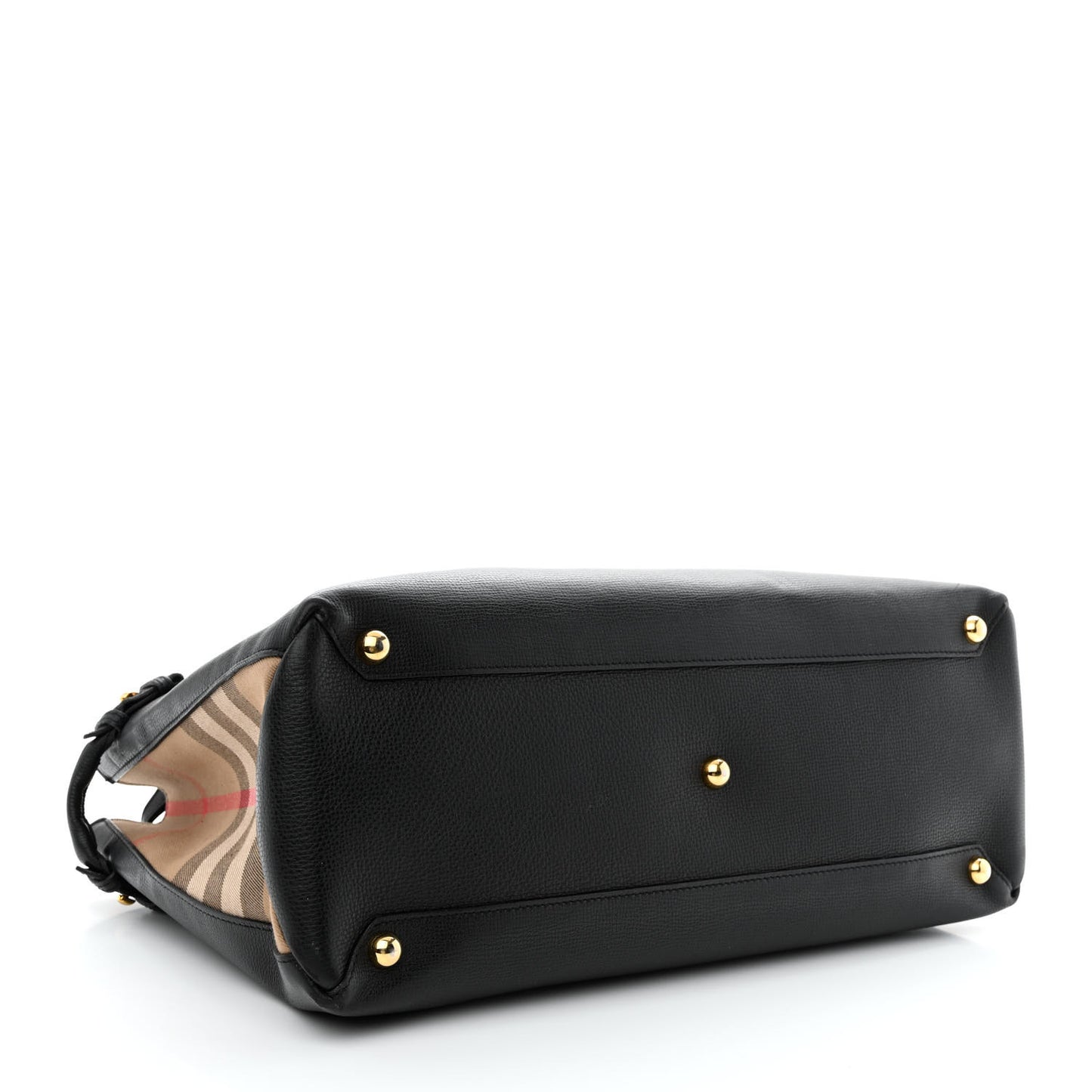 Grainy Calfskin House Check Large Banner Tote Black