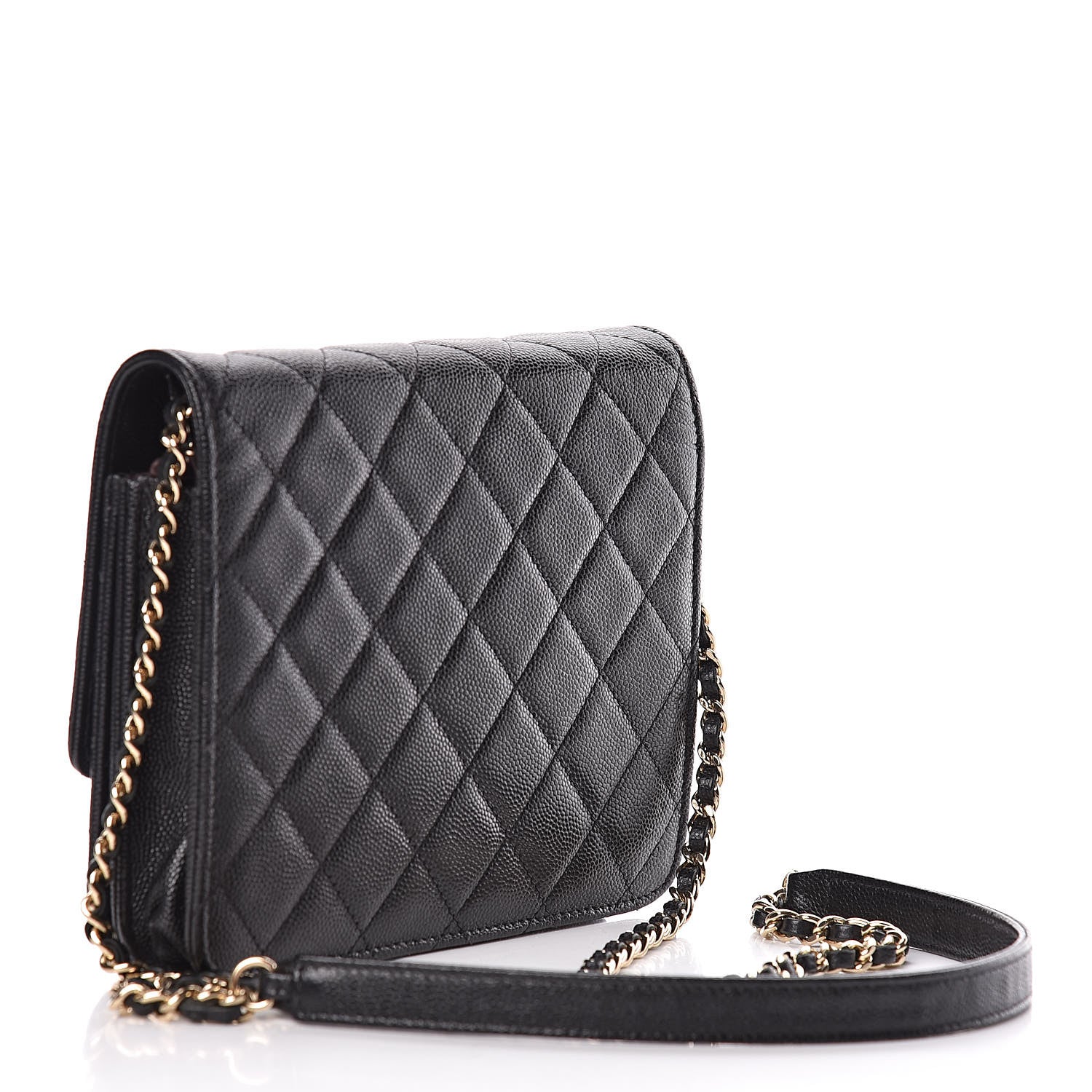 Chanel Caviar Quilted Square Wallet On Chain WOC Black 3 of 14