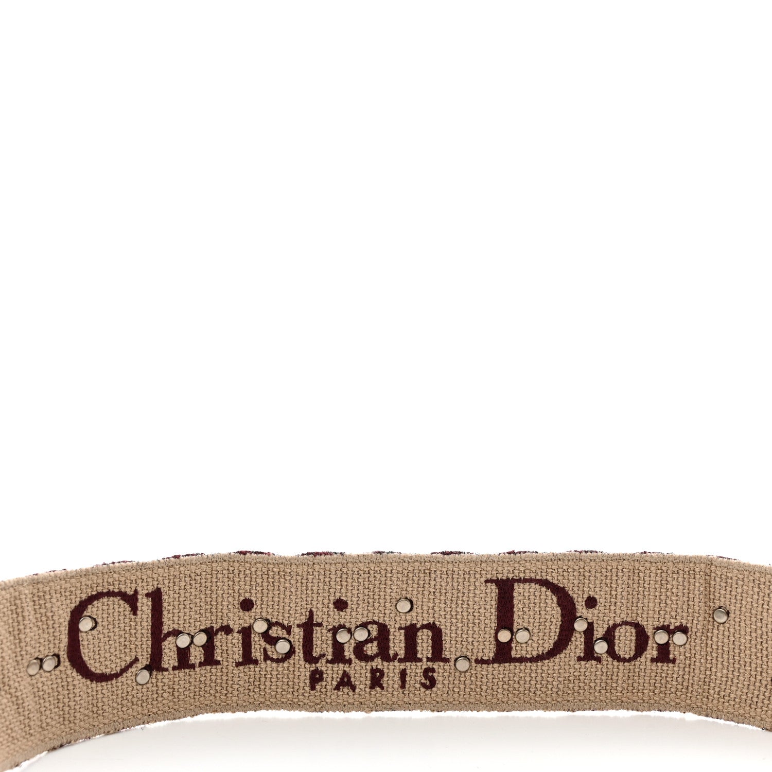 Christian Dior Oblique Studded Shoulder Strap Burgundy 4 of 5