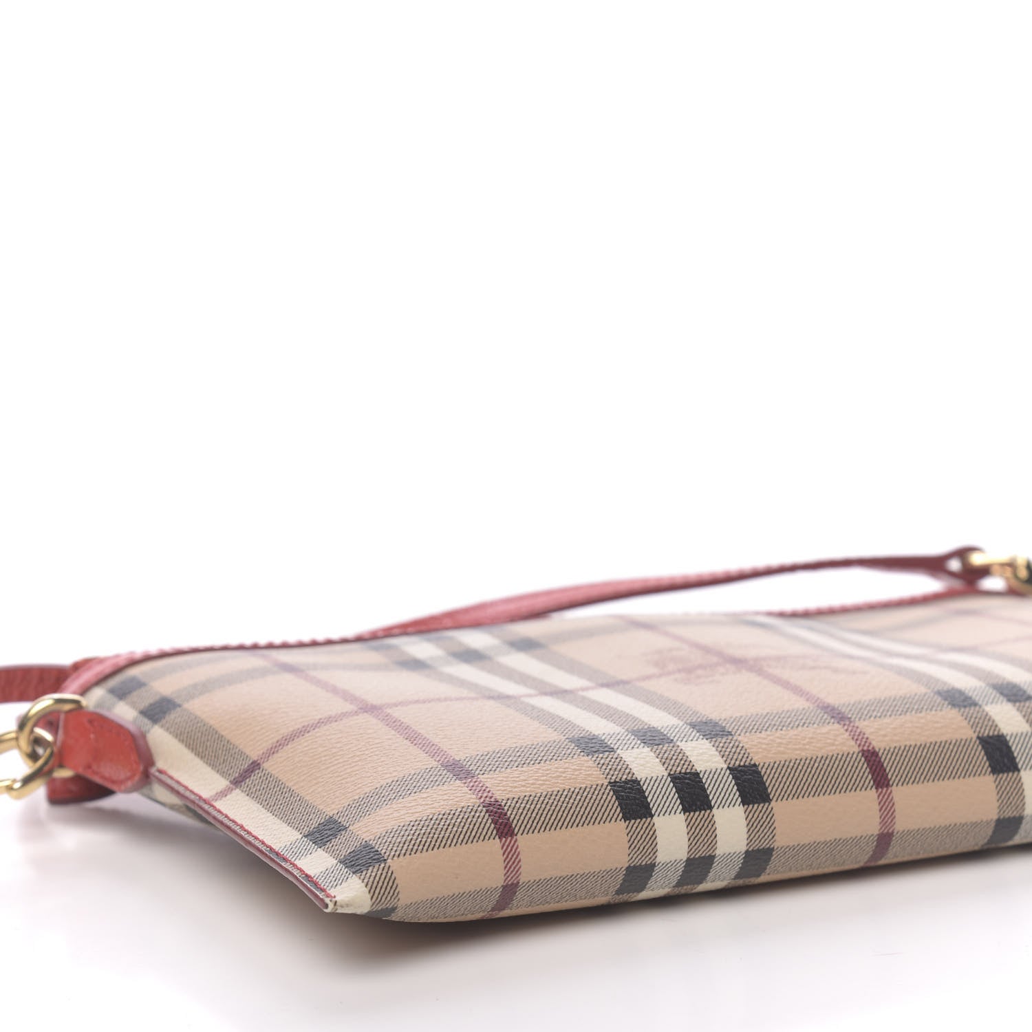 Burberry Haymarket Check Small Peyton Crossbody Clutch Bag Red 9 of 12