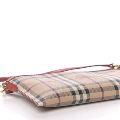 Burberry Haymarket Check Small Peyton Crossbody Clutch Bag Red 9 of 12