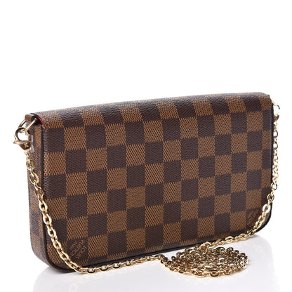 Louis Vuitton Damier Ebene Pochette Felicie Chain Wallet 3 of 12