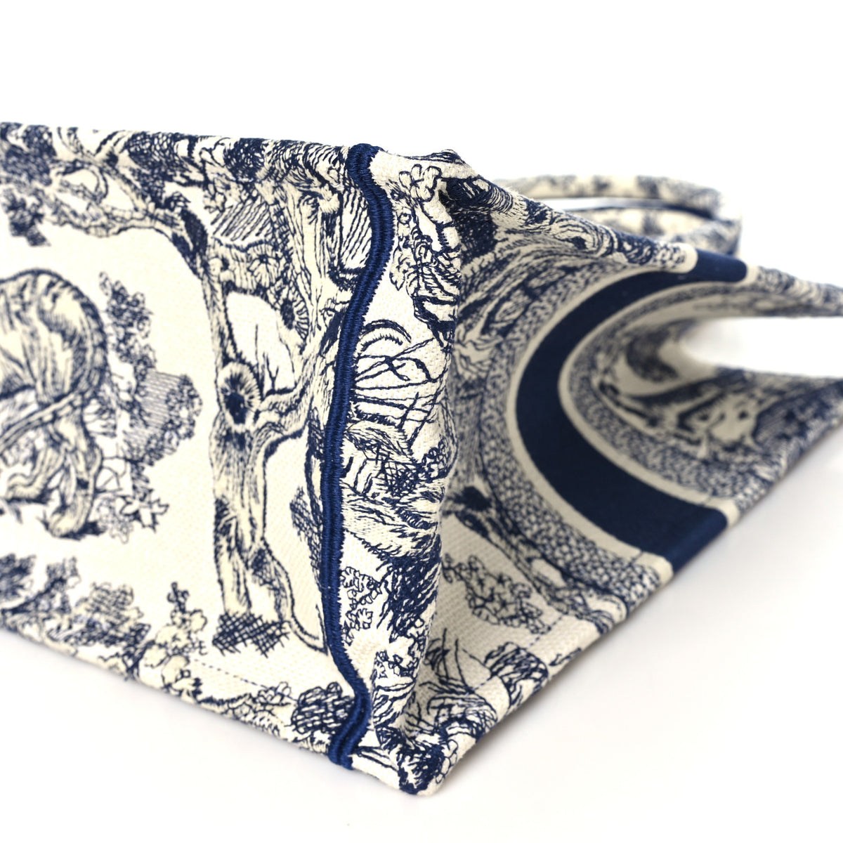 Canvas Embroidered Medium Dioriviera Toile De Jouy Book Tote Blue