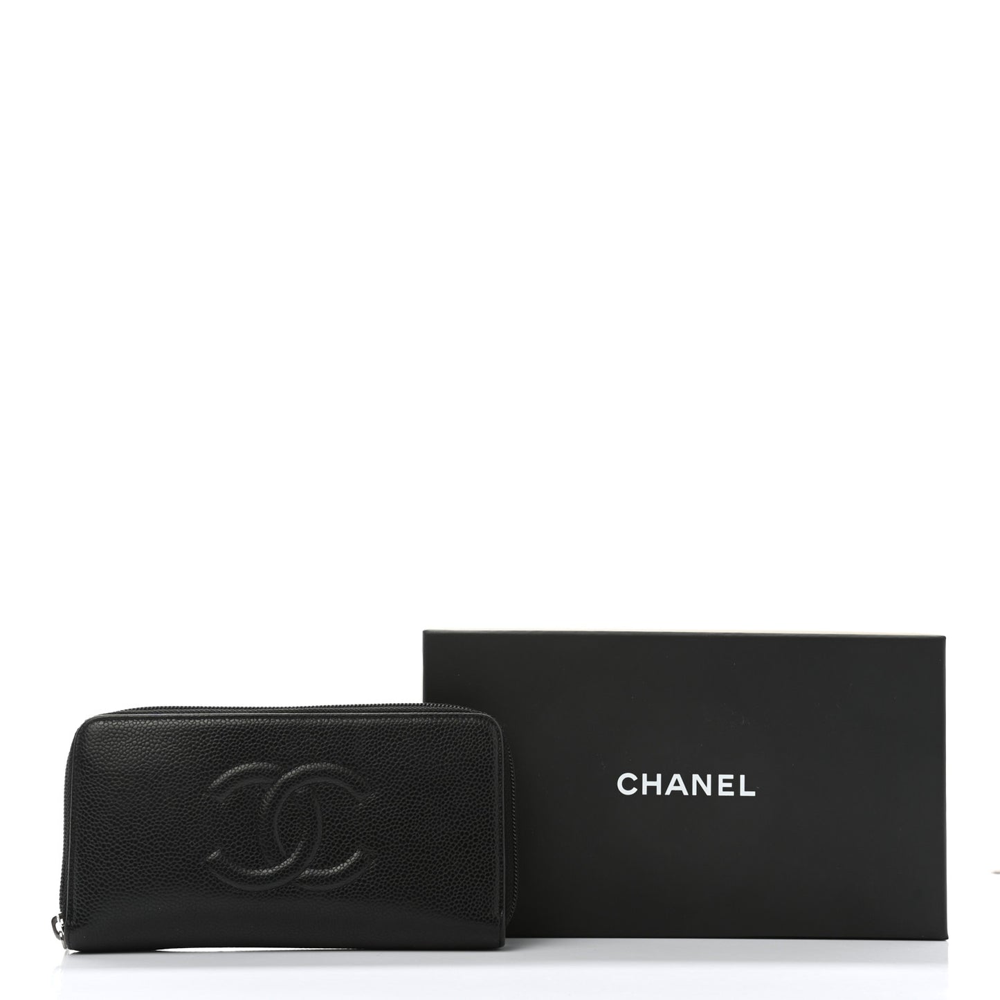 Caviar Large Timeless CC Zip Around Wallet Black