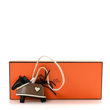 Hermes Milo Lambskin Grigri Rodeo Robeo Coeur Bag Charm PM Black Craie Etoupe 4 of 4