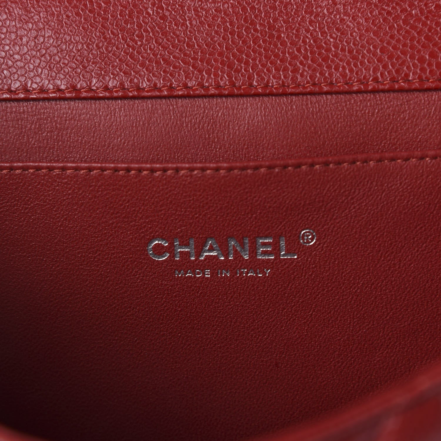 Chanel Caviar Quilted Clutch With Chain Flap Red 8 of 11