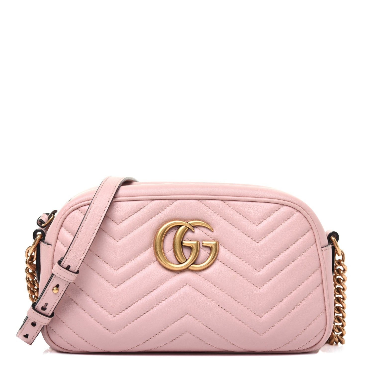 Gucci Calfskin Matelasse Small GG Marmont Chain Shoulder Bag Perfect Pink 1 of 18