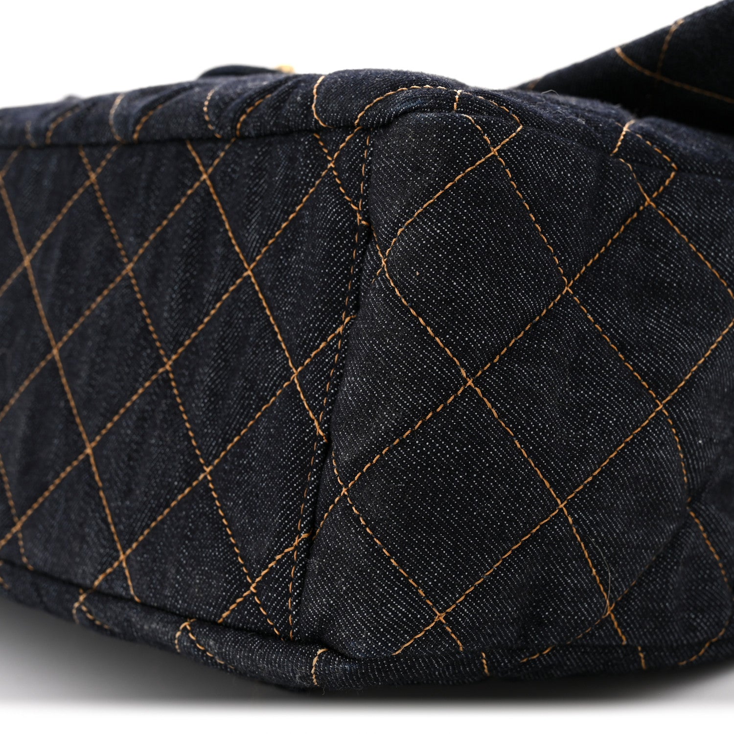 Chanel Denim Quilted XXL Travel Flap Bag Dark Blue Orange 10 of 10